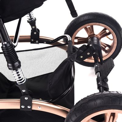 Teknum 3In1 Pram Stroller | Sleeping Bassinet | Extra Wide Seat | Wide Canopy | 360° Rotating Wheels | Fully Reclinable | Car Seat Compatible | Coffee Holder | Spill Proof Mat | Newborn Baby | 0 - 3 Years | Black + Infant Car Seat